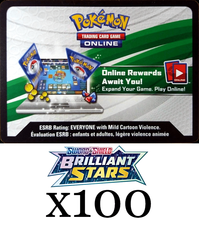 Pokemon SWSH09 Brilliant Stars Code Card x 100 Code Cards